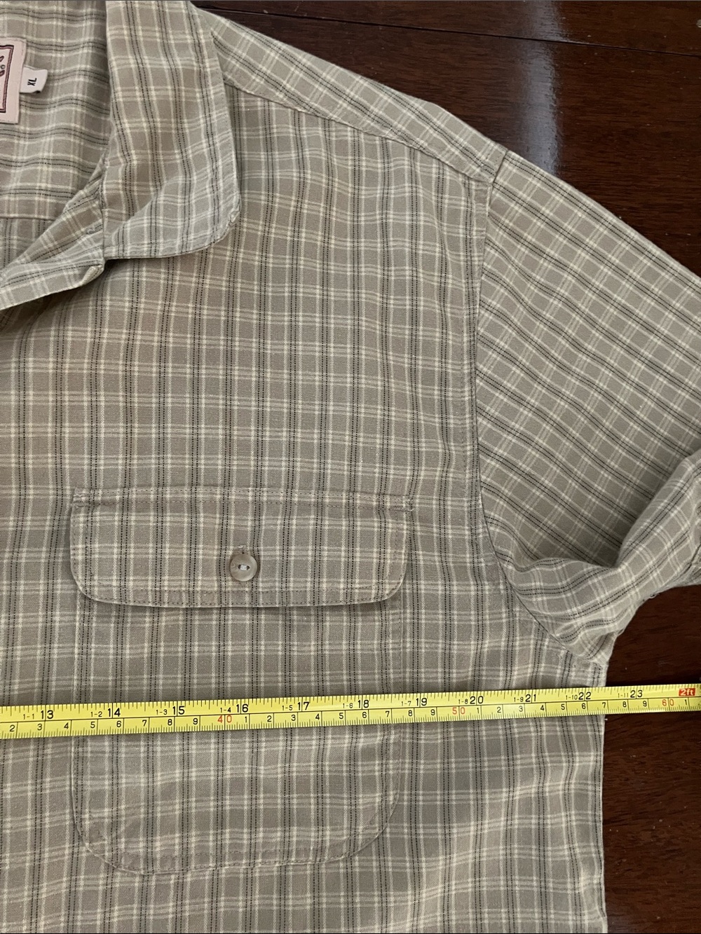 Vintage Woolrich Plaid Camp Short Sleeve Shirt Tan 100 % Cotton Large - Picture 7 of 10